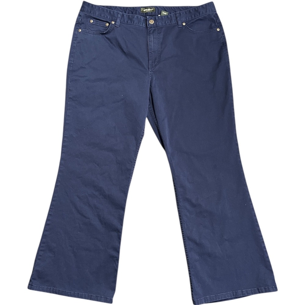 Eddie Bauer Women's Navy Blue Bootcut Stretch Cotton Blend Pants Size 18S